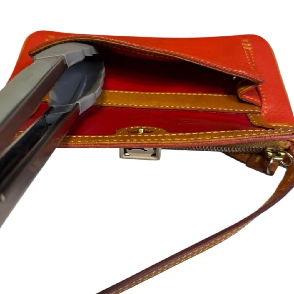 Dooney & Bourke Pebble Grain Large Slim Wristlet Orange Tan - Picture 3 of 9